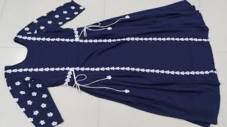 Dori Waist Side Pleated Kurti Frock Design Cutting Stitchingअस्तर वाली कुर्तीNew Kurti Design DIY [upl. by Noe]