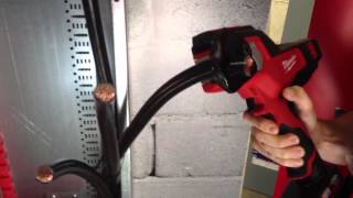 Milwaukee M12 600 MCM cable cutter in action [upl. by Ahsiat]