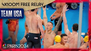 Caeleb Dressel 4x100m free relay win Team USAs FIRST Paris gold  Paris Olympics  NBC Sports [upl. by Nawtna188]