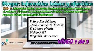 Informática básica y ofimática Tema 1 Informática básica Administrativos y Auxiliares del Estado [upl. by Alleira]