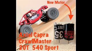 Axial Capra 4WS Testing motor upgrade HolmesHobbies CrawlMaster 20T 540 Sport [upl. by Eniar]