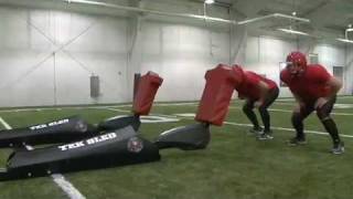 Football Drills The Straight Double Team to the Linebacker Drill [upl. by Adidnere]