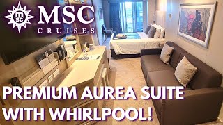 MSC Seascape Premium Aurea Suite With Whirlpool Stateroom Tour [upl. by Darci]