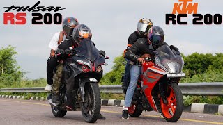 Bajaj Pulsar RS200 vs KTM RC200 with Pillion Drag Race  Loaded Battle [upl. by Cristin560]