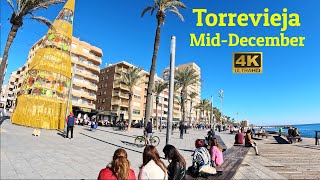 4K 🎄Torrevieja Costa Blanca Spain⎮Saturday Morning Beach amp Promenade Walking Tour 🎄 🇪🇸 [upl. by Alegnaoj]