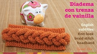 Vincha o diadema con trenza en relieve en 2 agujas  English subtitles [upl. by Colman377]