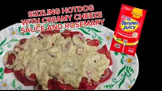 SIZZLING HOTDOG W CHEESE SAUCE AND ROSEMARY LEAVES [upl. by Keely]