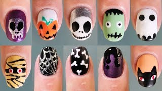 10 UÑAS DE HALLOWEEN SIN HERRAMIENTAS NAIL ART [upl. by Litton]