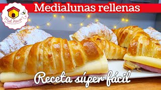 MEDIALUNAS RELLENAS RIQUISIMAS receta fácil CROISSANTS CASEROS [upl. by Ecirtahs]