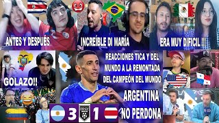 MEJORES REACCIONES DEL MUNDO A LA REMONTADA DE ARGENTINA 31 COSTA RICA CON SHOW DE DI MARÍA [upl. by Nagle662]