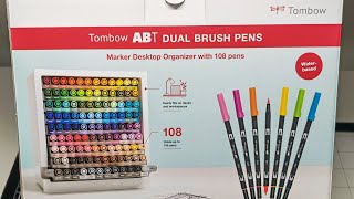 Unboxing Tombow ABT dual brush pens 107 couleurs et un blender [upl. by Adnarem]