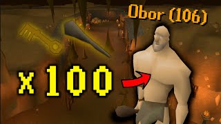 Loot From 100 Obor Kills Hill Giant Boss [upl. by Noraed127]