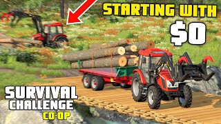 STARTING WITH 0 BUT AS A TEAM  Survival Challenge COOP  FS22  Episode 1 [upl. by Annahsar787]