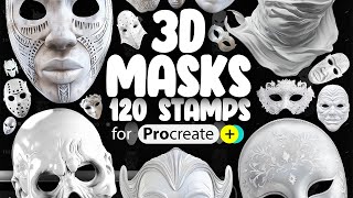 3D Masks Stamps Brushes for Procreate 🔥 [upl. by Ahsemal]