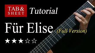 Für Elise Full Version  Guitar Lesson  TAB [upl. by Seeto290]