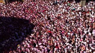 Waiting for the Chupinazo Rocket to kick off Pamplonas San Fermin Festival [upl. by Arikahs]