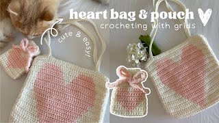 how to crochet a heart bag amp pouch  indepth tapestrypixel grid crochet tutorial [upl. by Lanny750]