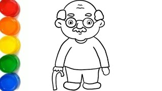 Drawing and coloring a grandfather for kids and toddlers [upl. by Inaliak493]