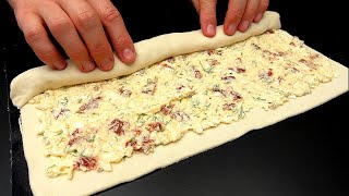 DIE KÖSTLICHSTE Füllung für Blätterteig Jeder fragt nach diesem Rezept Schmeckt besser als Pizza [upl. by Arihppas]