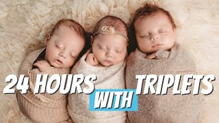 A DAY IN THE LIFE WITH TRIPLETS 24 Hours with newborn triplets 2020  First Time Parents [upl. by Coralyn68]