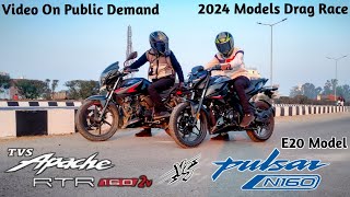 TVS Apache RTR 160 2V Vs Bajaj Pulsar N160  Drag Race [upl. by Domash]