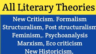 literary Theory  Literary Theory in English literature  All literary Theories [upl. by Eniamzaj]