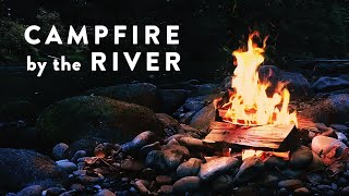 Campfire by the River at Night Ambience  8 Hours Crackling Fire Crickets Ambient Nature Sounds [upl. by Alicia]