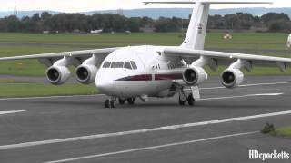 MUST SEE BAe 146 RAF ZE700 ✈ Very close landing taxi and takeoff ✈ Gloucestershire Airport [upl. by Ahdar]