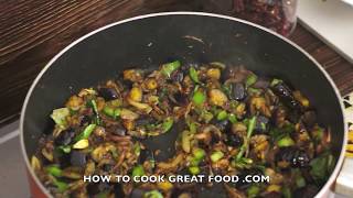 Brinjal Fry Eggplant Dry Curry Recipe Aubergine Indian Food Vegan [upl. by Aztinad]