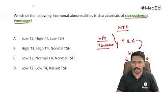 Which of the following hormonal abnormalities is characteristic of sick euthyroid syndrome [upl. by Dolf]