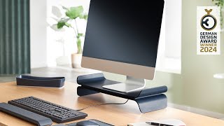 Leitz Ergo Adjustable Monitor Stand  product video [upl. by Haronid]