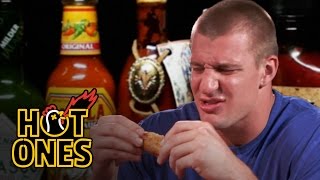 Rob Gronkowski Gets Blindsided by Spicy Wings  Hot Ones [upl. by Kaenel]