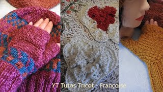 Tuto Tricot Mitaines assorties à lensemble point Jacquard et point de Blé  Projet Fleur de Noël [upl. by Aretak]