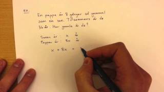 8  Algebra  Problemlösning mha Ekvationer [upl. by Coraline]