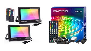 Novostella 60W Flood Lights and Led Strip Light review [upl. by Iur929]