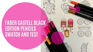 Faber Castell Black Edition Pencils Swatch and Test  Adult Colouring [upl. by Arikat48]