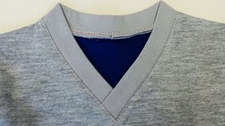 DIY Sewing course How to sew a V Neckline Tshirt Jak uszyć serek na zakładkę w koszulce [upl. by Yeldua411]