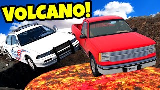 Random Car Police Chases Leads Into a VOLCANO in BeamNG Drive Mods [upl. by Llabmik106]