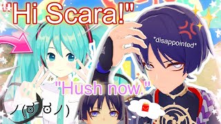 Miku and Scaramouche hang out Genshin VR 😒🫸😊❌️ genshinimpact genshin scaramouche [upl. by Amabil]