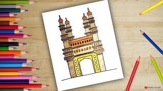 How to draw charminar hyderabad  hyderabad charminar [upl. by Philan]