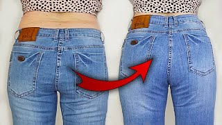 ✅Sewing trick How To Easily Transform Low Waist Jeans To High Waist Jeans [upl. by Bravar]