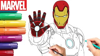 How To Draw Iron Man  Step By Step  Marvel [upl. by Ytomit]