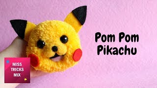 Pom Pom Pikachu Keychain DIY Tutorial [upl. by Anitsenre]