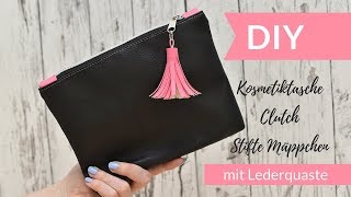 Clutch I Kosmetiktasche nähen  inkl Schnittmuster [upl. by Nealy]