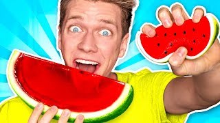 Making CANDY out of SQUISHY FOOD JELLO WATERMELON Learn How To DIY Squishies Food Challenge [upl. by Irehs912]