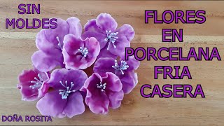 Como hacer FLORES en PORCELANA FRIA casera SIN MOLDES  manualidades faciles de hacer [upl. by Nugent175]