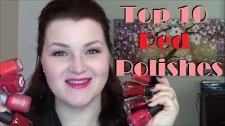 Top 10 Red Nail Polishes  Live Application [upl. by Euqinahc]