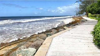 Barbados  Rockley beach boardwalk walk [upl. by Dnomal]