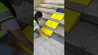 Wear resistant plastic stair mat installation process [upl. by Atinwahs]