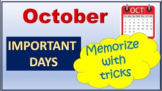 October Important Days Trick  Memorize October important days  STORY  MCQ October Days [upl. by Resor]